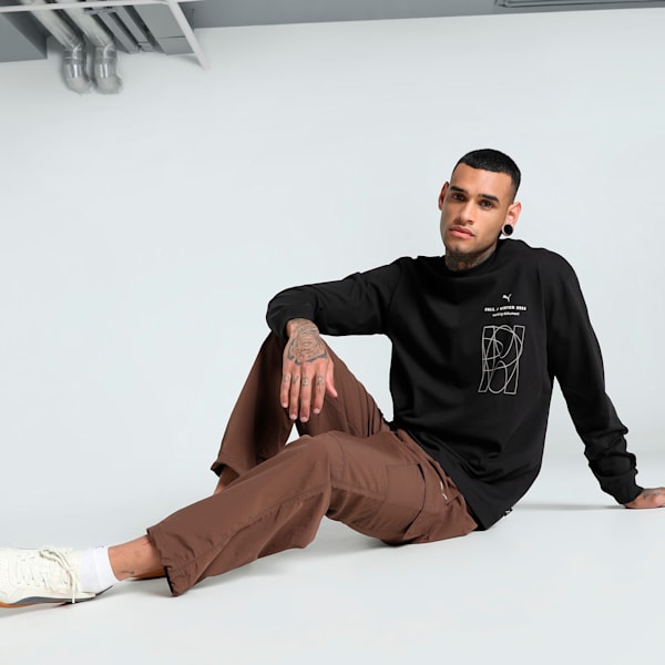 GRAPHICS "Working Dokument" Long Sleeve Men's Relaxed Fit Tee, PUMA Black, extralarge-IND